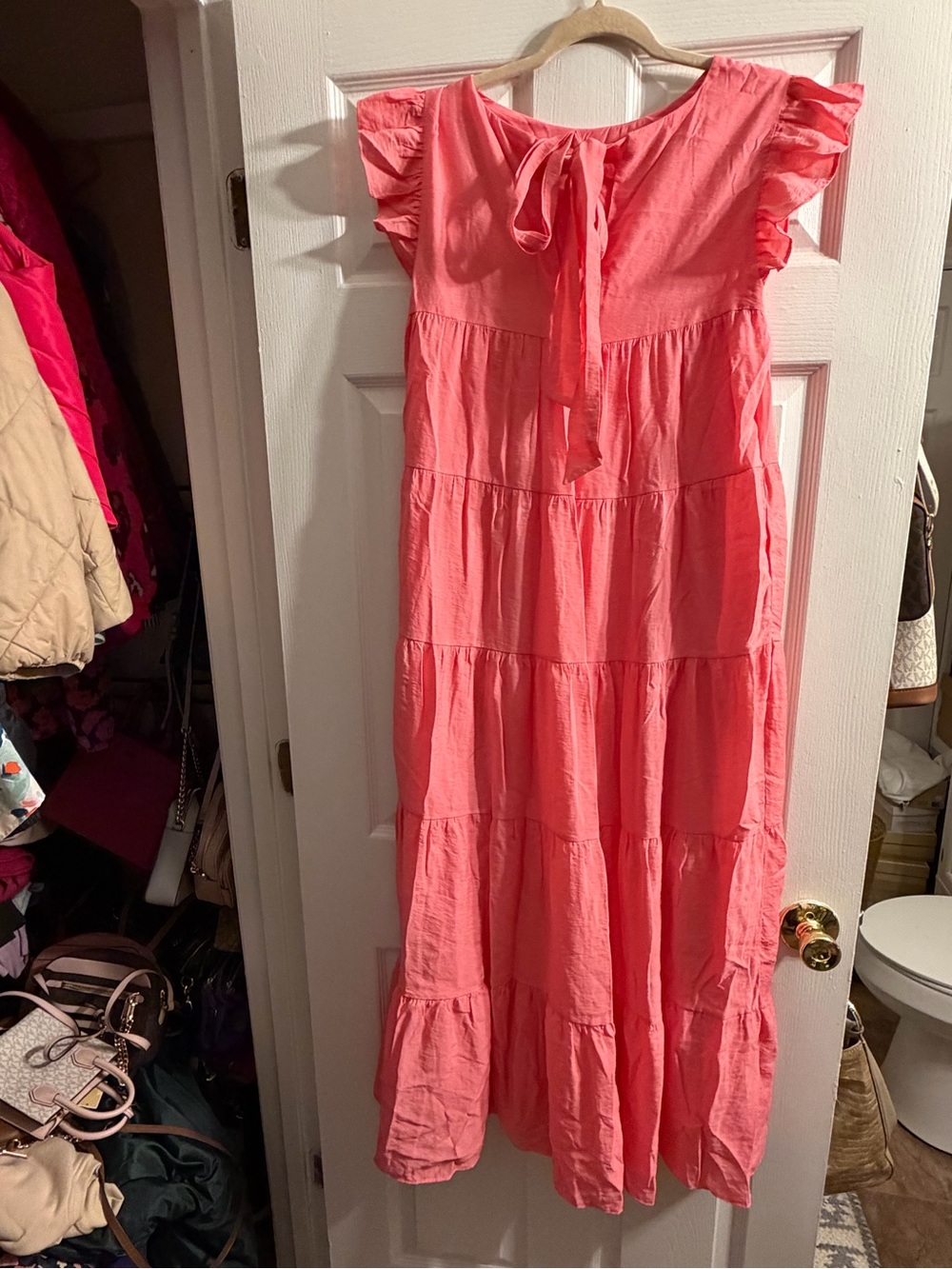English Factory Coral Pink Ruffled Top